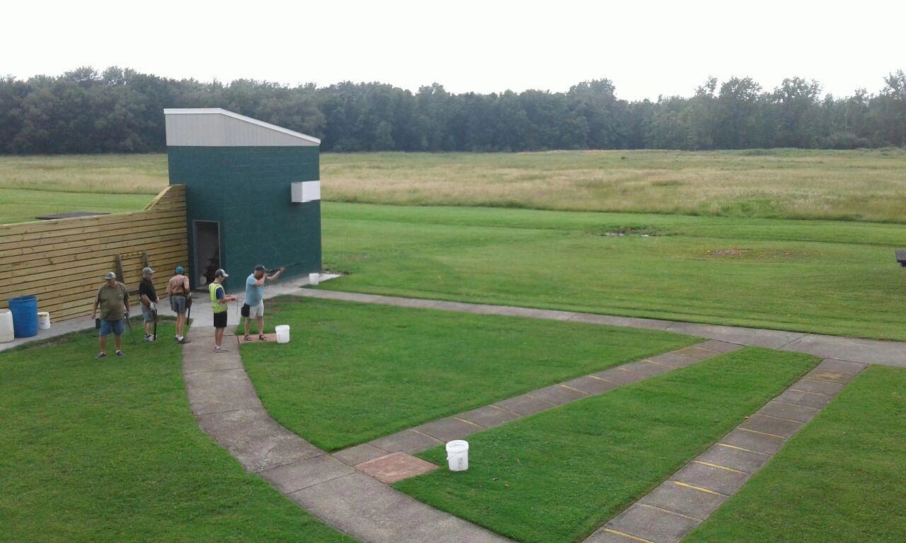 Trap and skeet field with a high house